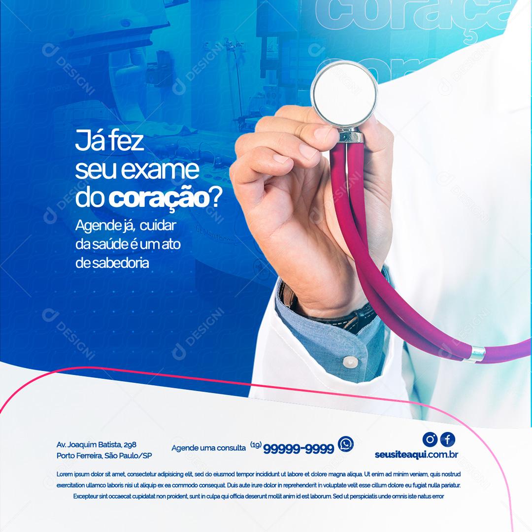 Já Fez Seu Exame do Coração Social Media PSD Editável