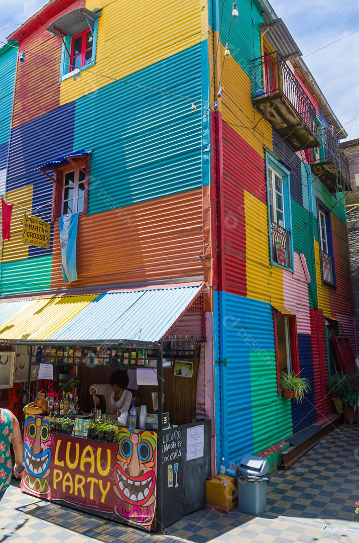 Buenos Aires, Argentina, December 28, 2015: Bright colors of Caminito, the colorful street museum in La Boca neighborhood of Buenos Aires, Argentina - South America