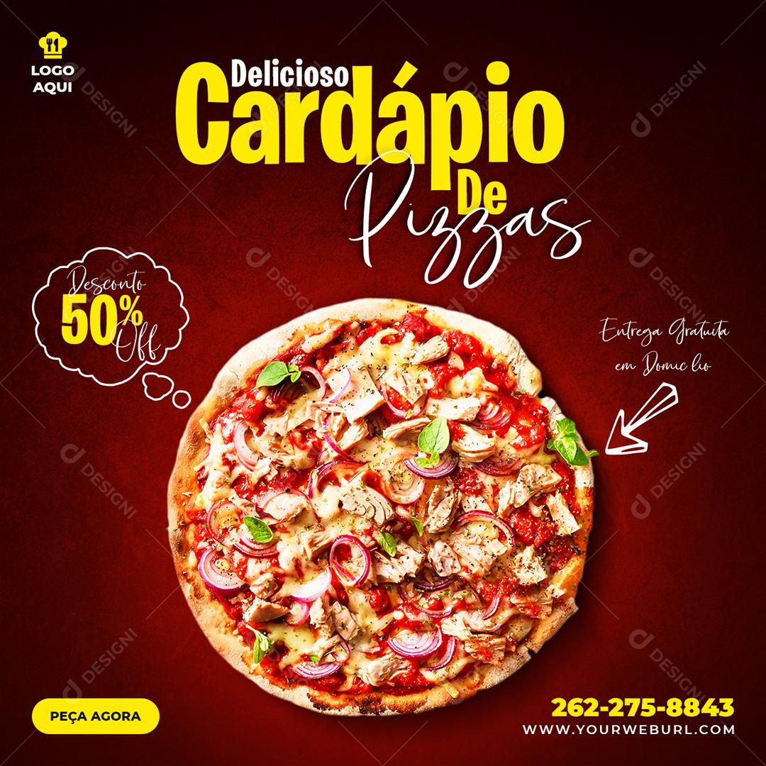 Delicioso Cardápio de O Pizza Social Media PSD Editável