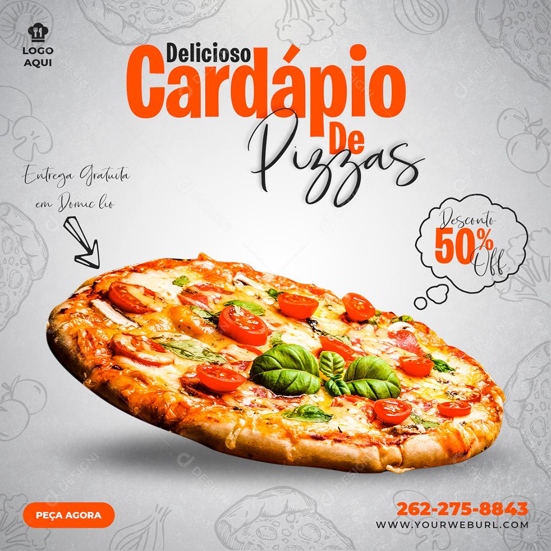 Delicioso Cardápio de O Pizza Social Media PSD Editável