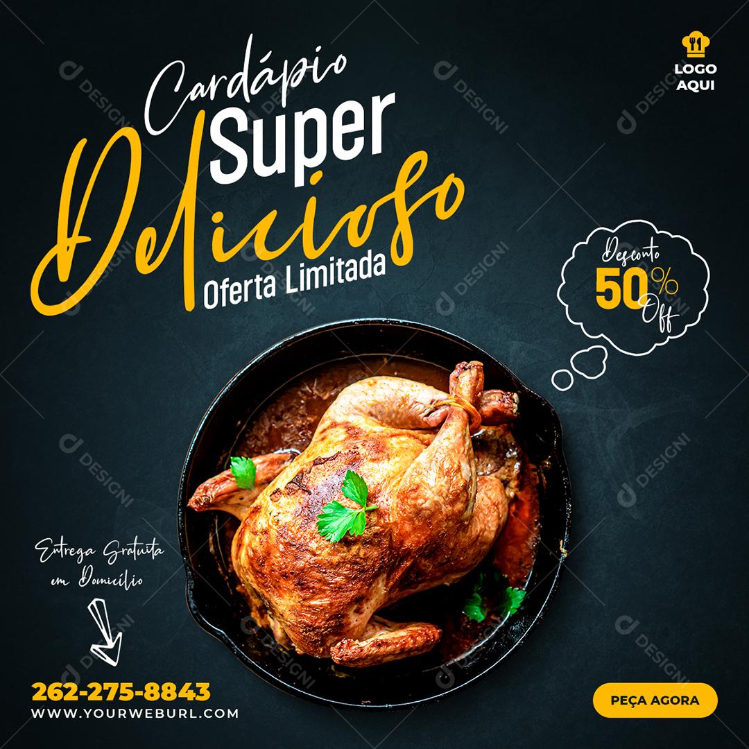 Social Media Cardápio Super Delicioso Frango Assado PSD Editável