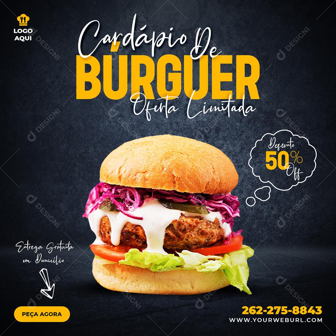 Cardápio de Burguer Social Media PSD Editável