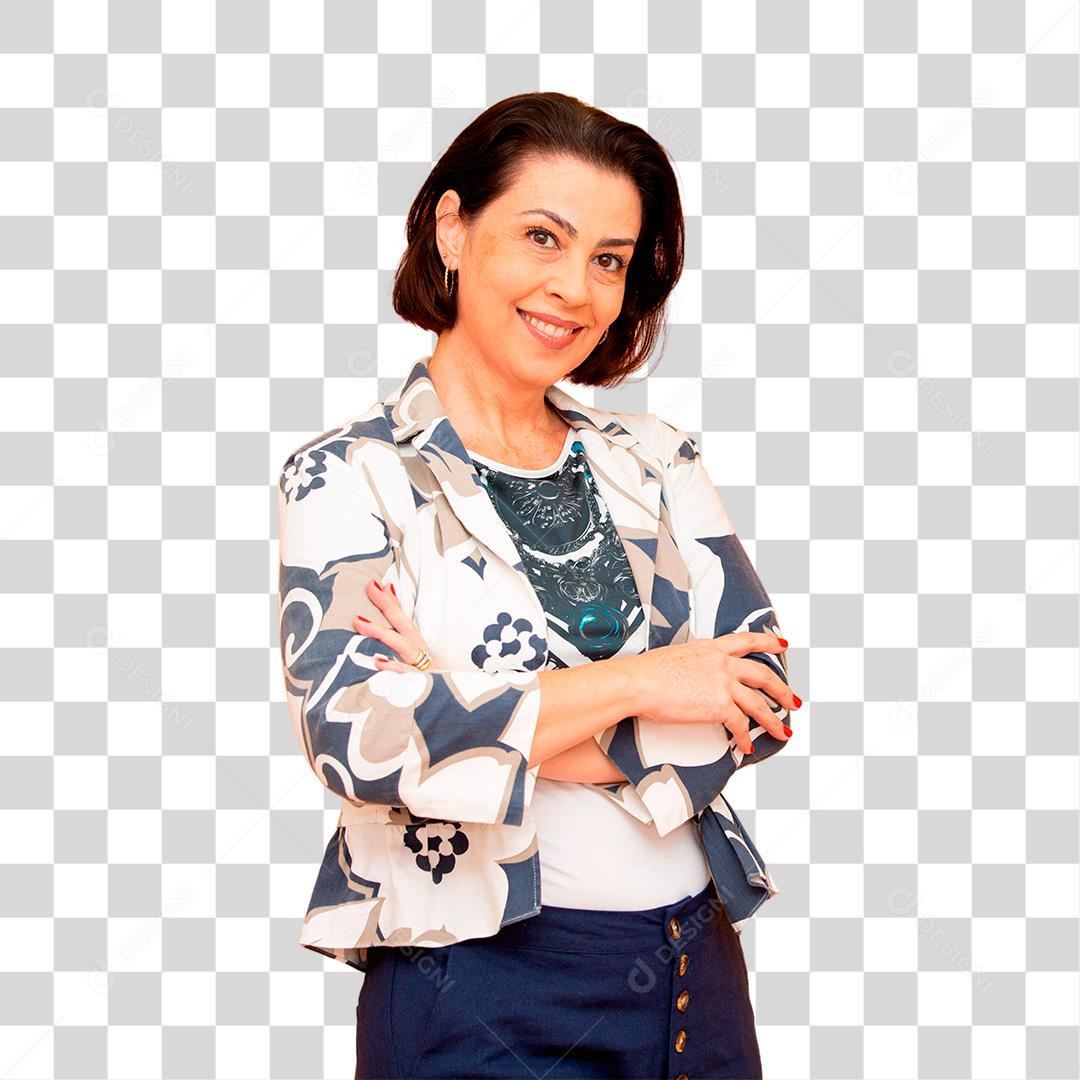Mulher de meia idade atraente com belo sorriso PNG Transparente