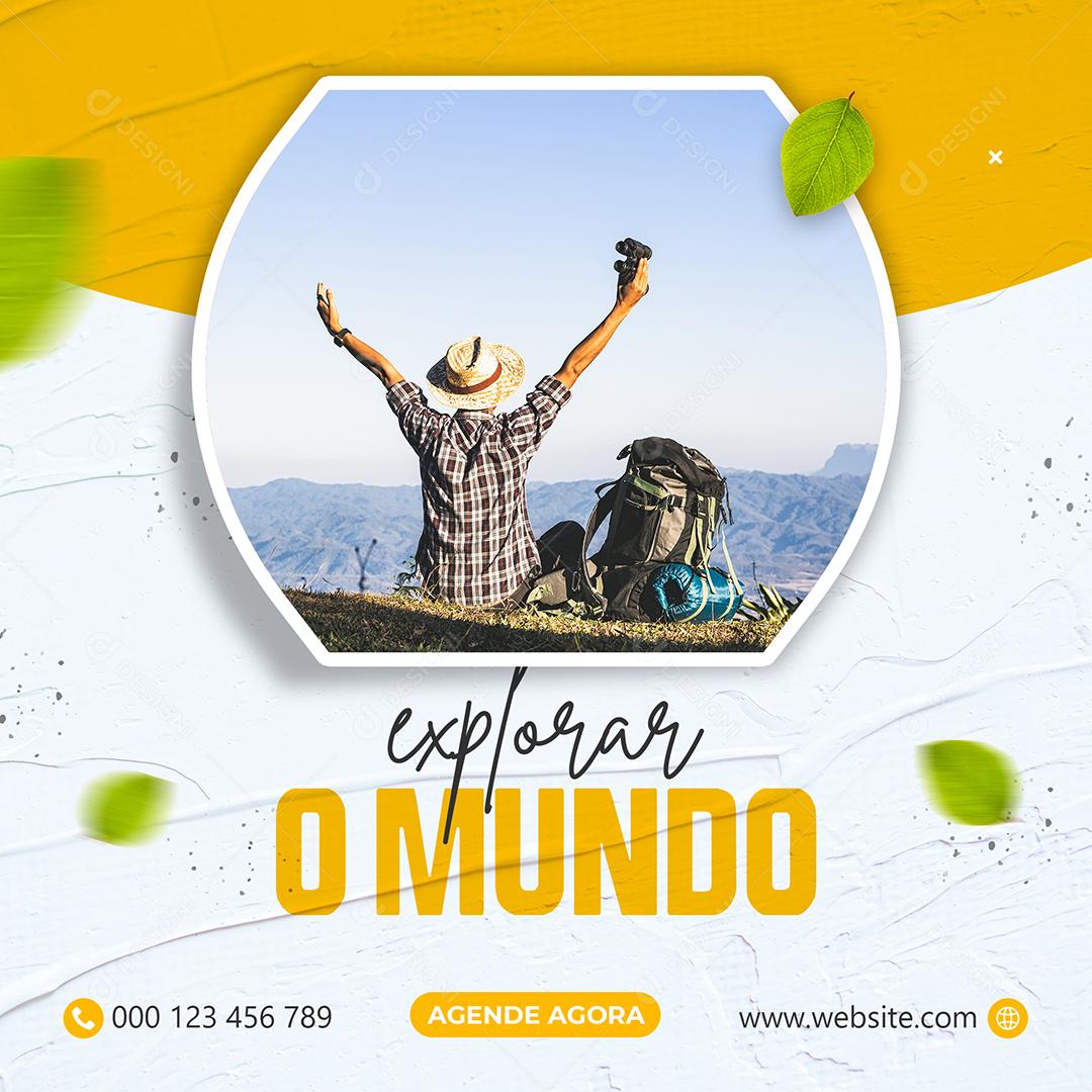 Viagem Explorar o Mundo Agende Agora Social Media PSD Editável