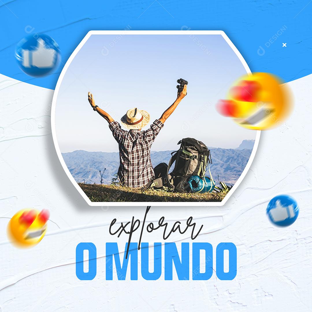 Viagem Explorar o Mundo Agende Agora Social Media PSD Editável