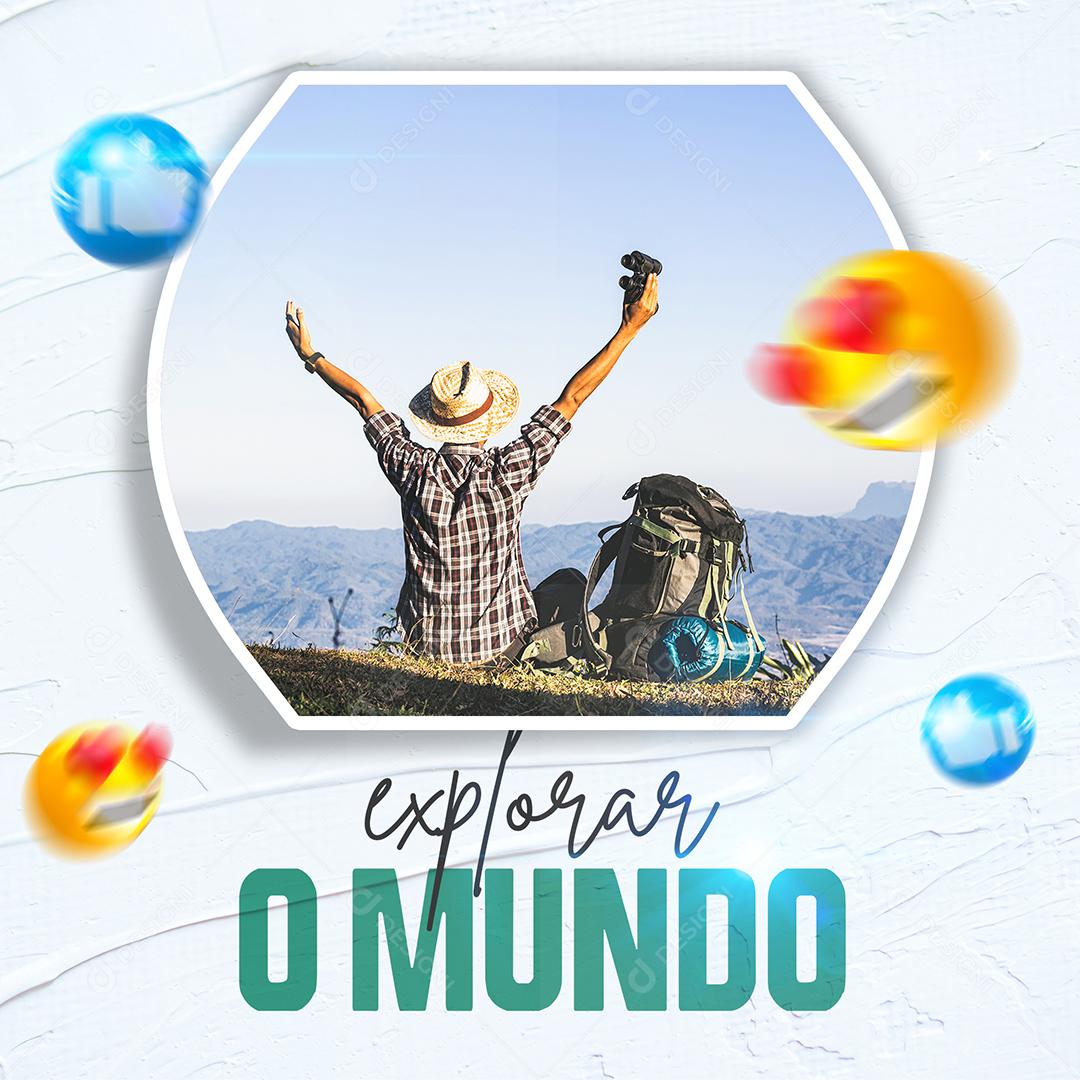 Explorar o Mundo Agende Agora Viagem Social Media PSD Editável