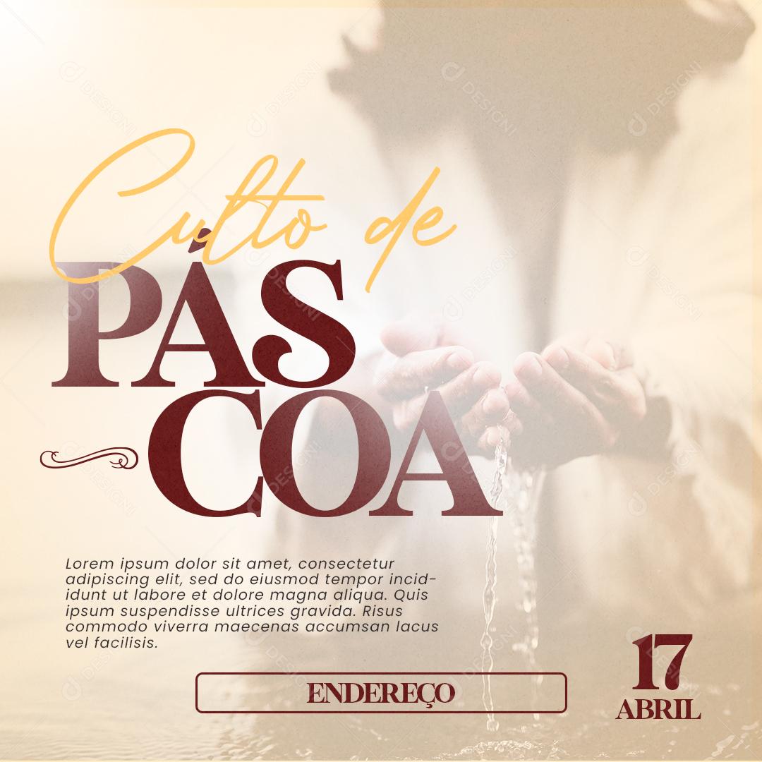 Social Media Culto de Pascoa Igreja PSD Editável