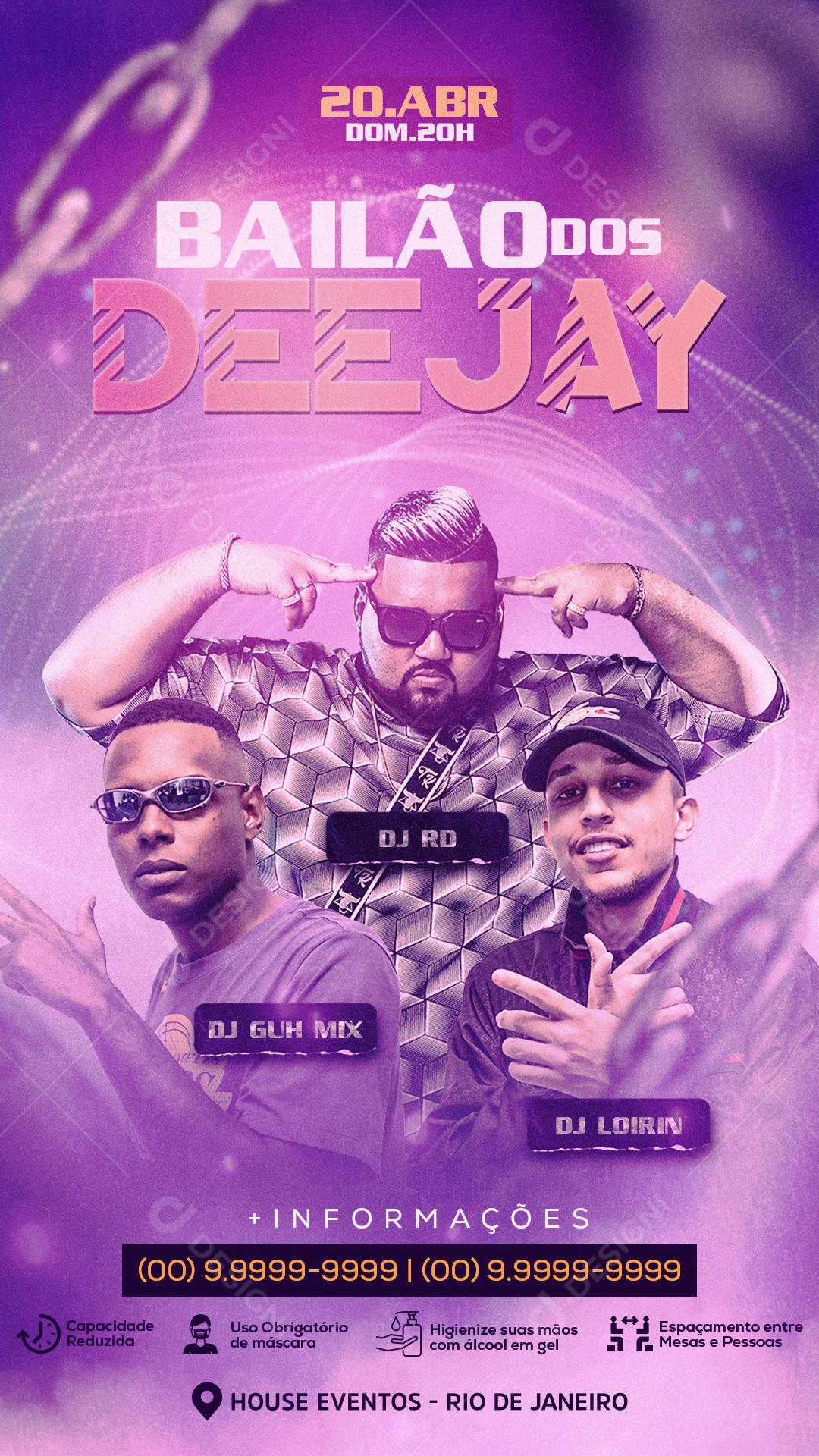 Flyers Bailão dos Deejay Social Media PSD Editável