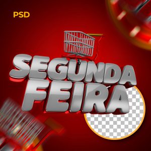 Segunda Feira Texto 3D Para Composição PSD