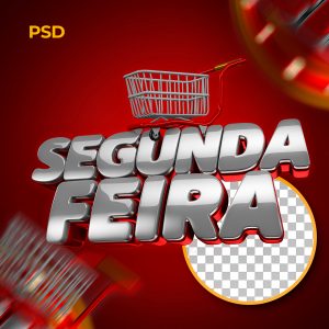 Texto 3D Segunda Feira Para Composição PSD