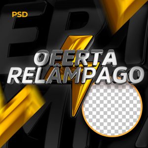 Selo 3D Oferta Relâmpago Para Composição PSD