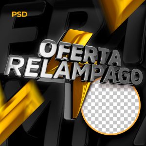 Oferta Relâmpago Selo 3D Para Composição PSD