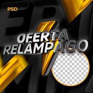 Selo 3D Oferta Relâmpago Para Composição PSD