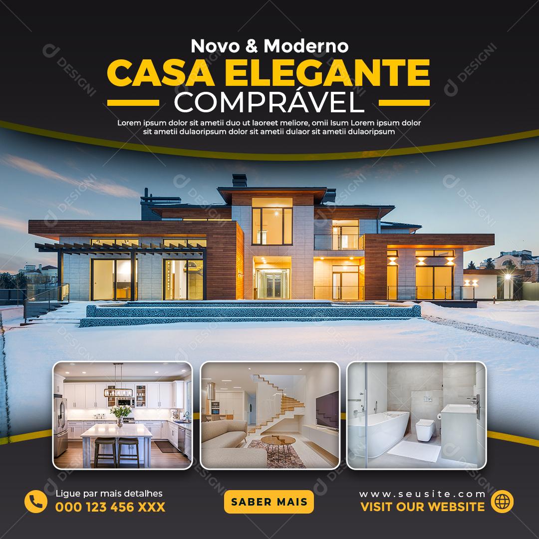 Nova E Elegante Casa Entre Em Contato E Agende Sua Visita Social Media PSD Editável