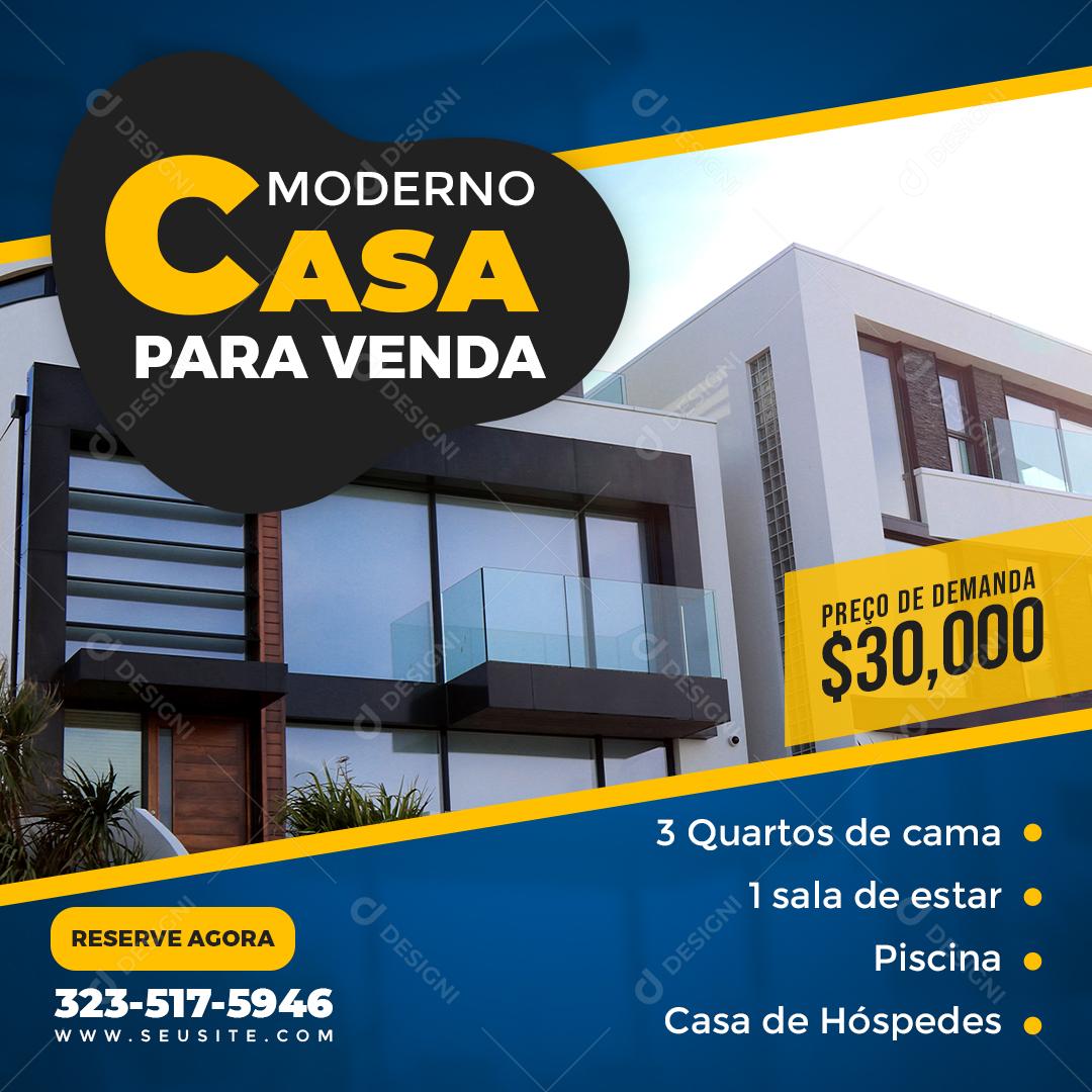 Nova E Elegante Casa Entre Em Contato E Agende Sua Visita Social Media PSD Editável