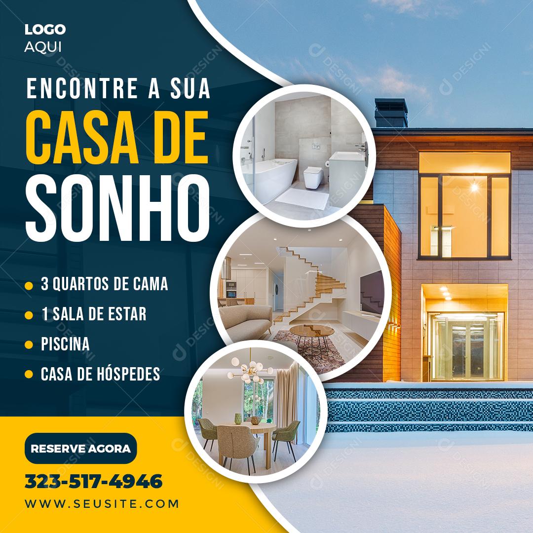 Nova E Elegante Casa Entre Em Contato E Agende Sua Visita Social Media PSD Editável