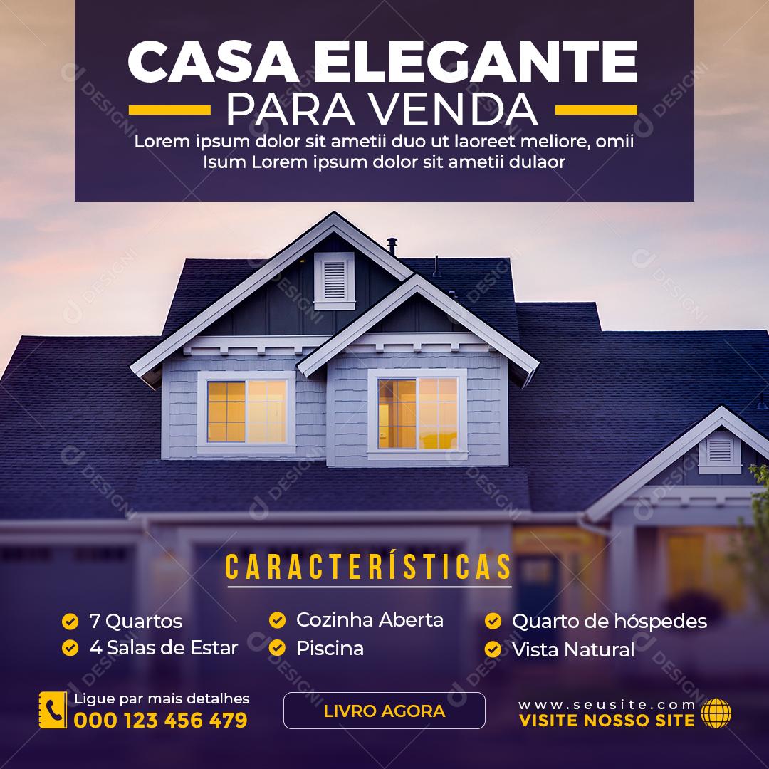 Nova E Elegante Casa Entre Em Contato E Agende Sua Visita Social Media PSD Editável
