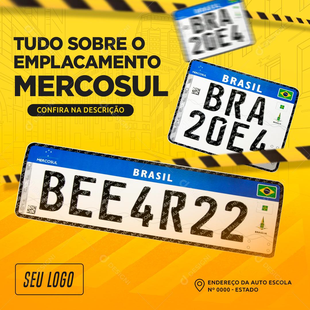 Social Media Tudo sobre o emplacamento Mercosul Auto Escola PSD Editável