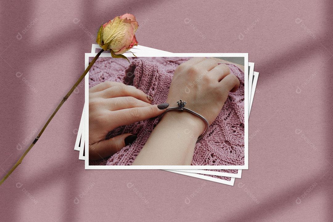 Mockup Quadro Branco Fotos Álbum PSD Editável