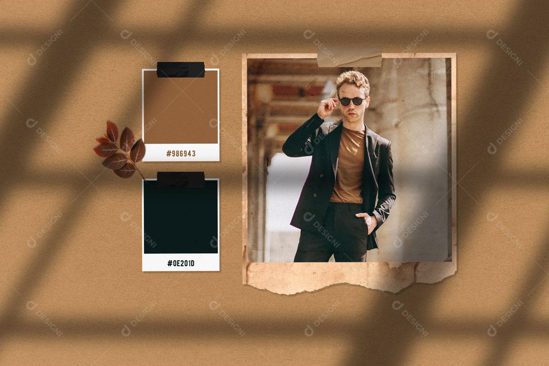 Mockup Pouchite lembretes de Papel Quadrado PSD Editável