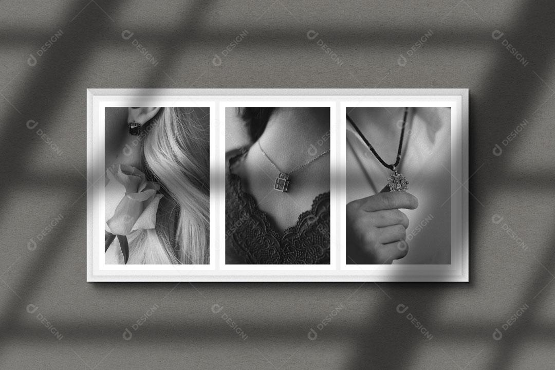 Mockup Quadro De Fotos Branco PSD Editável