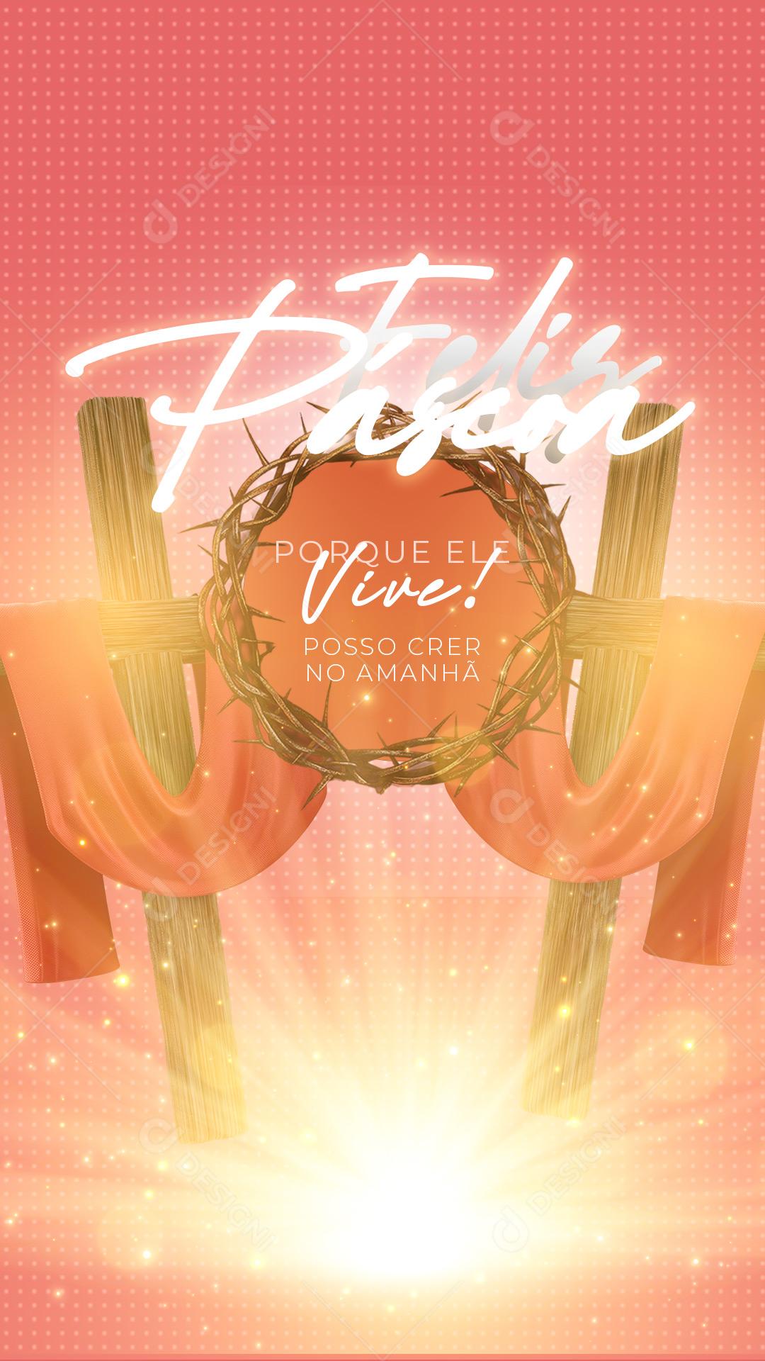 Story Jesus Cristo Vive Feliz Páscoa Social Media PSD Editável