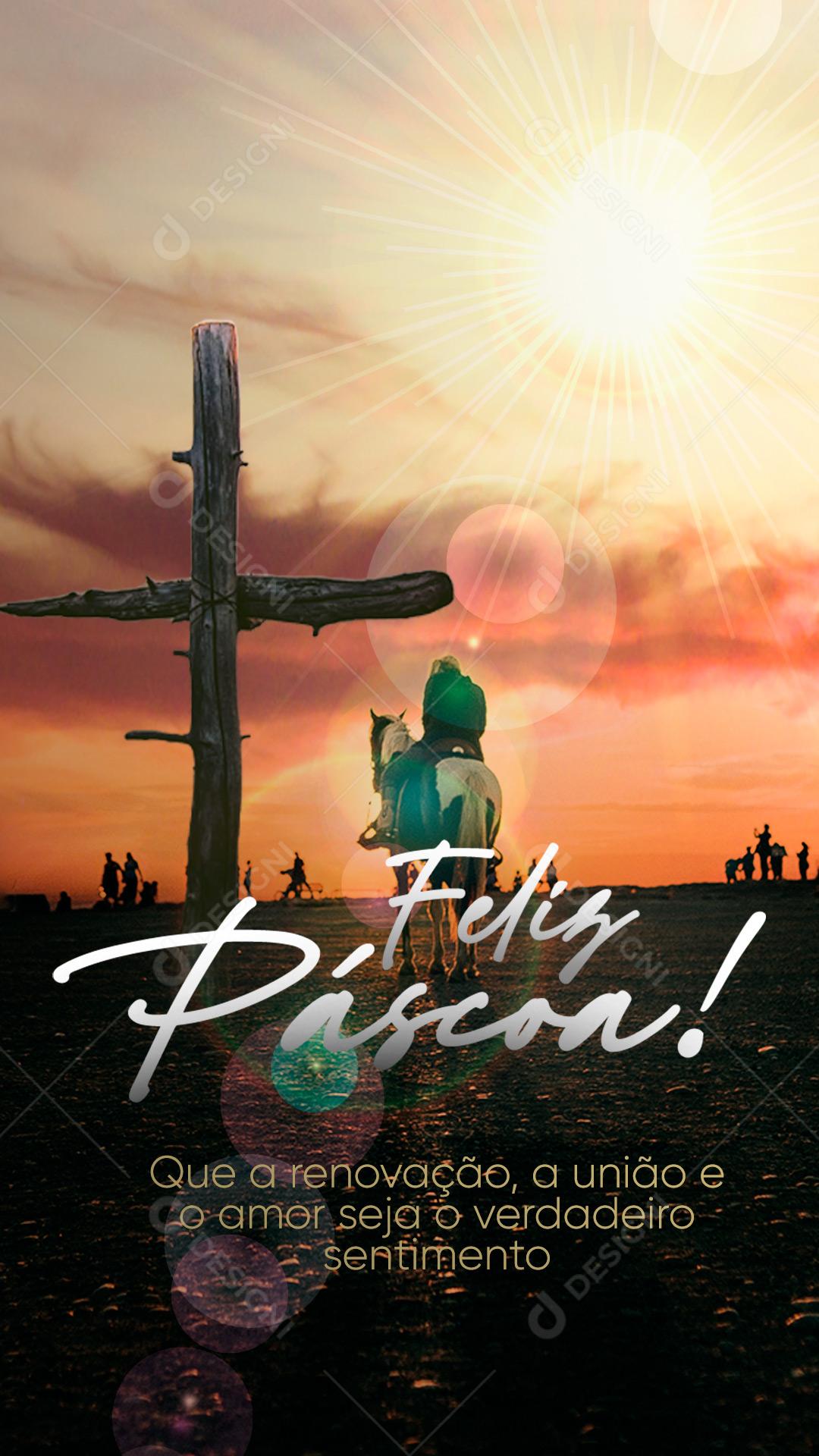 Story Feliz Páscoa Renovação e União Social Media PSD Editável