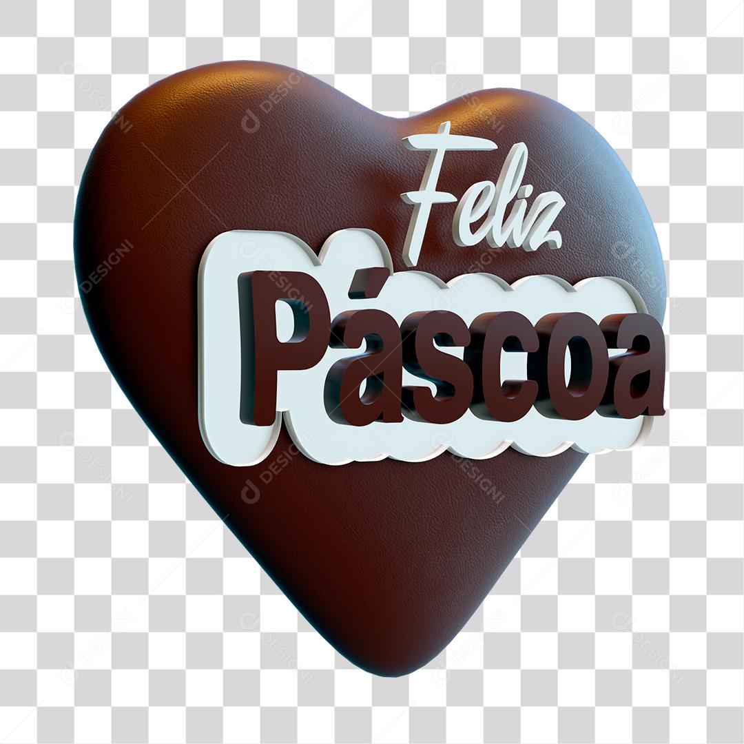 Selo 3D Feliz Páscoa Para Composição PNG Transparente