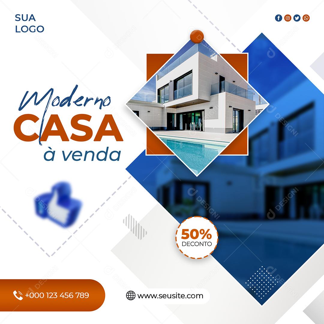 Social Media Moderno Casa à Venda Imobiliária PSD Editável