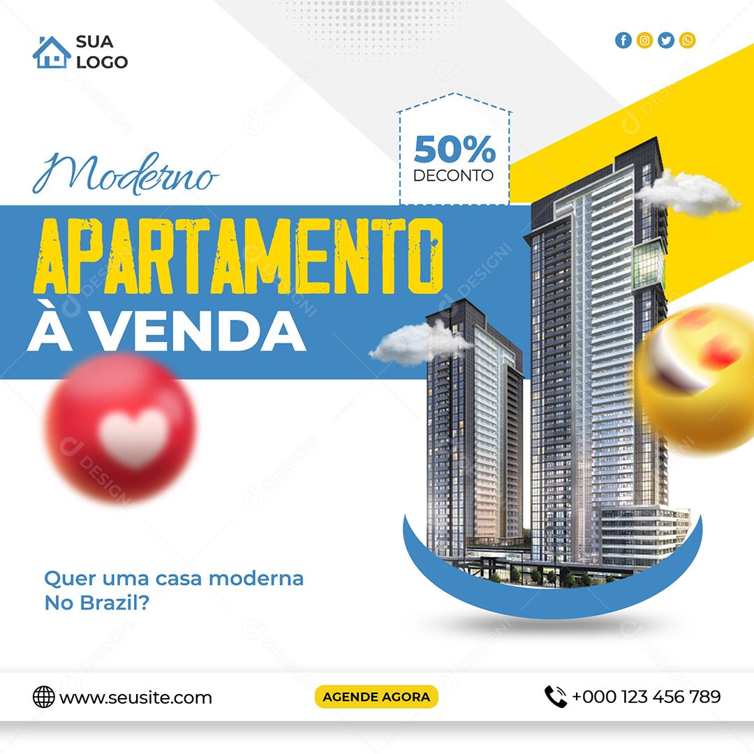 Social Media Moderno Apartamento À Venda 50% Imobiliária  PSD Editável