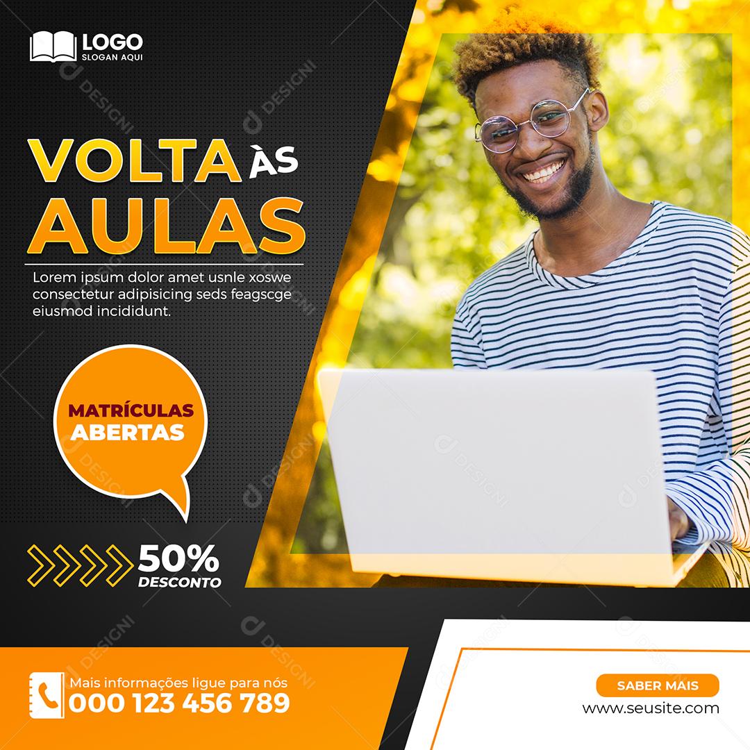 Social Media Volta Ás Aulas Matrículas Abertas PSD Editável