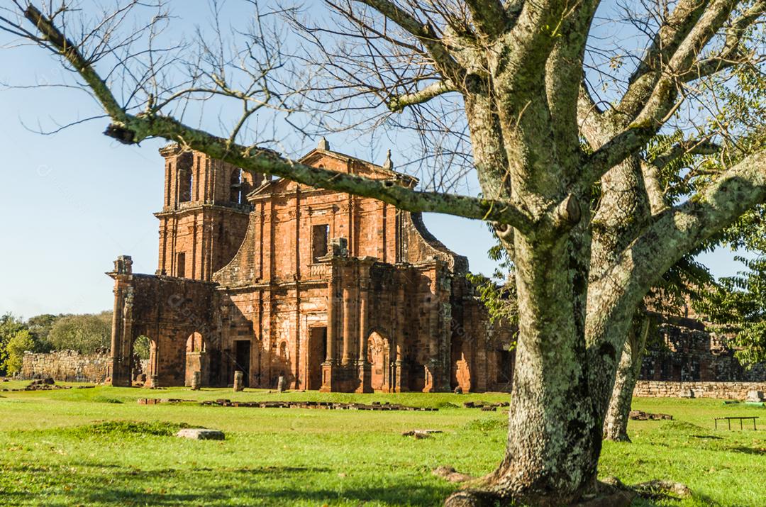 Missões Jesuítas dos Guaranis: Igreja, Ruínas de São Miguel das Missões, Rio Grande do Sul, Brasil.