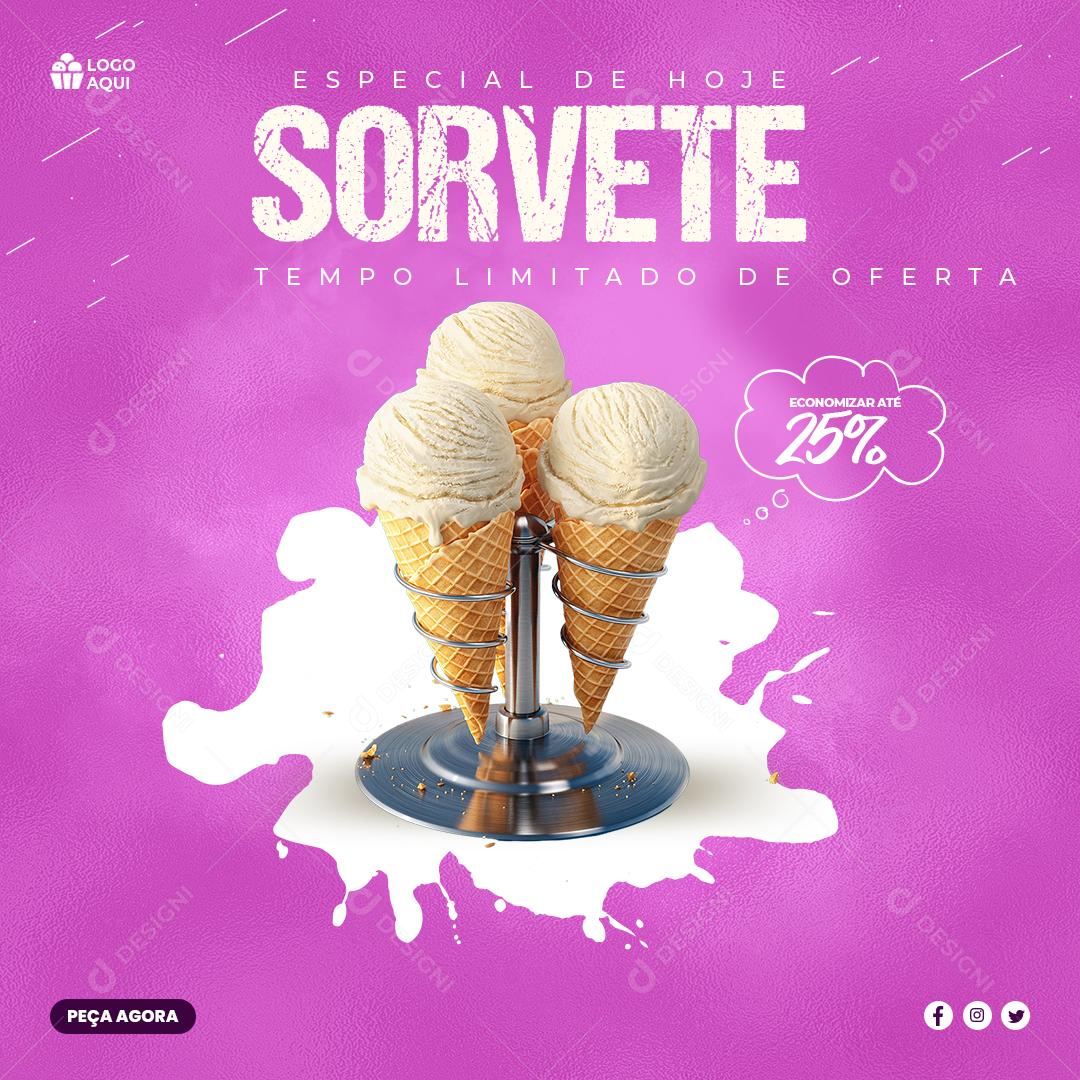 Social Media Especial de Hoje Sorvete PSD Editável