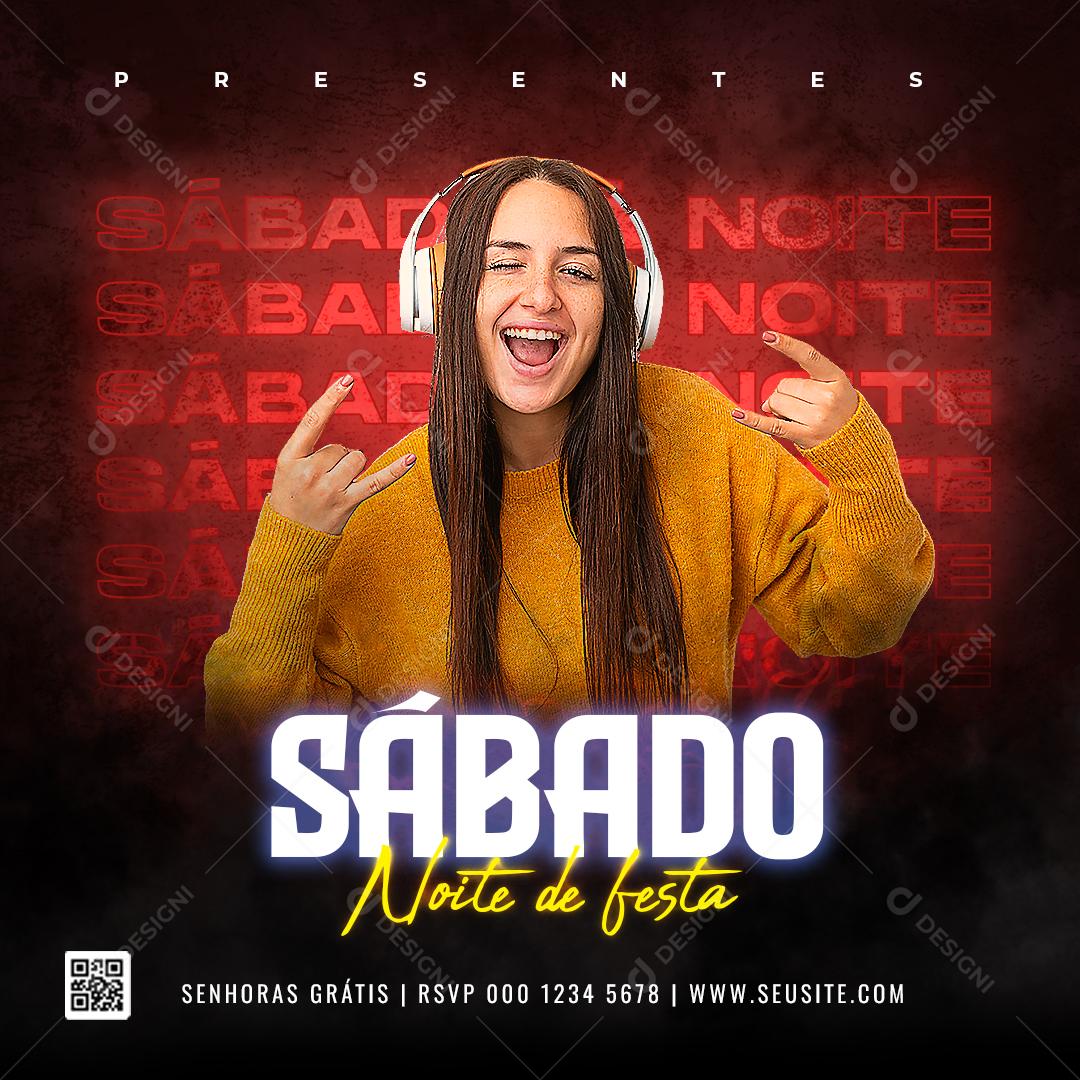 Social Media Sábado Noite de Festa Flyer PSD Editável