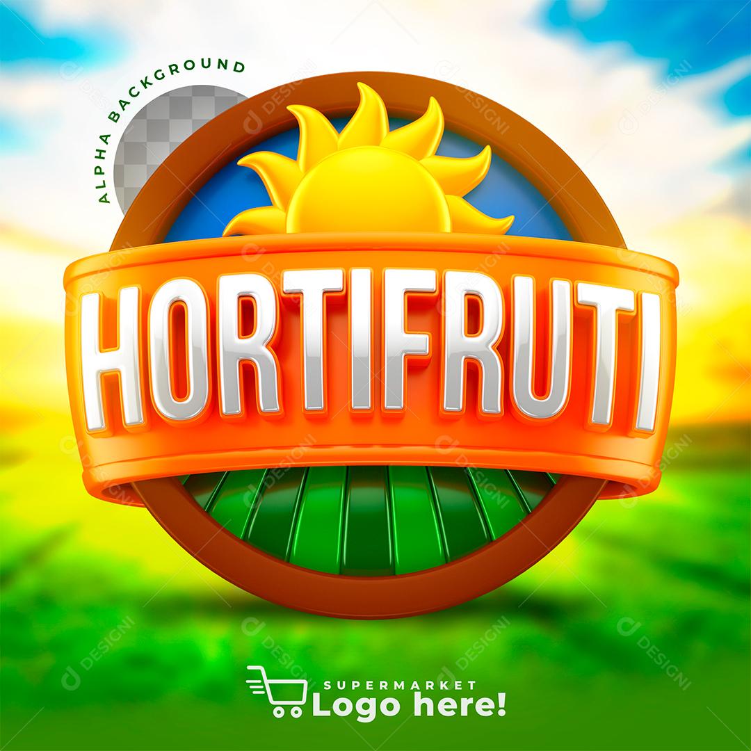 Selo 3D HortiFruti para Composição PSD