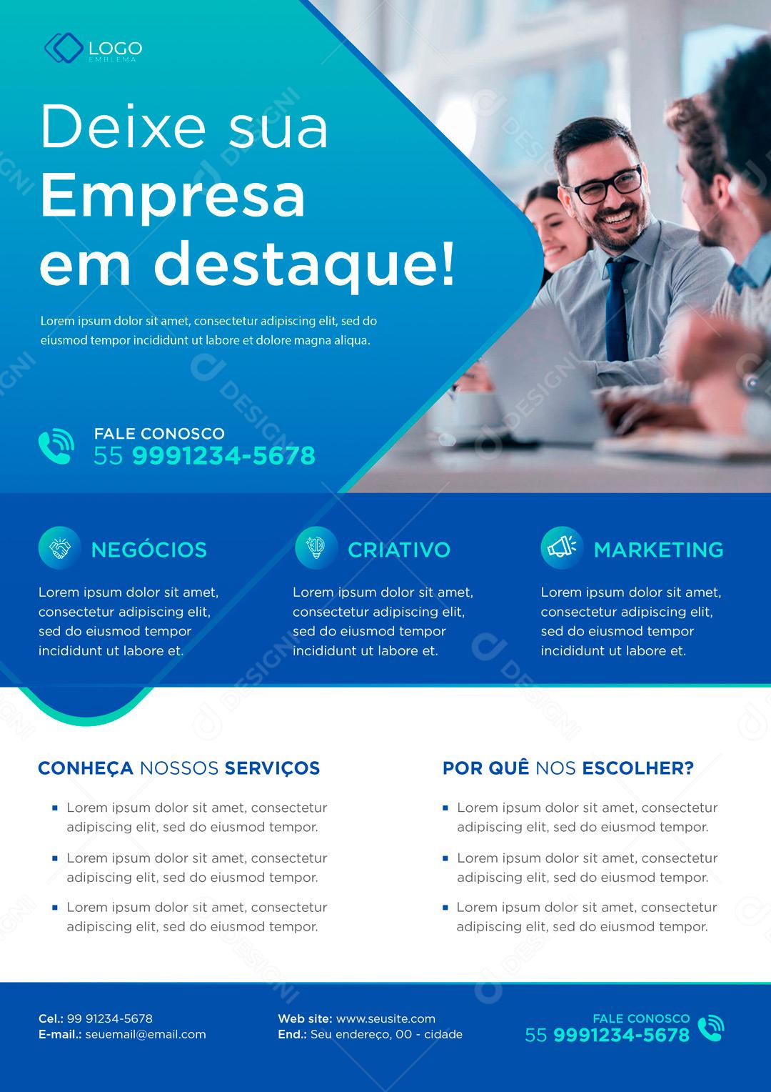 Deixe Sua Empresa Em Destaque Social Media PSD Editável