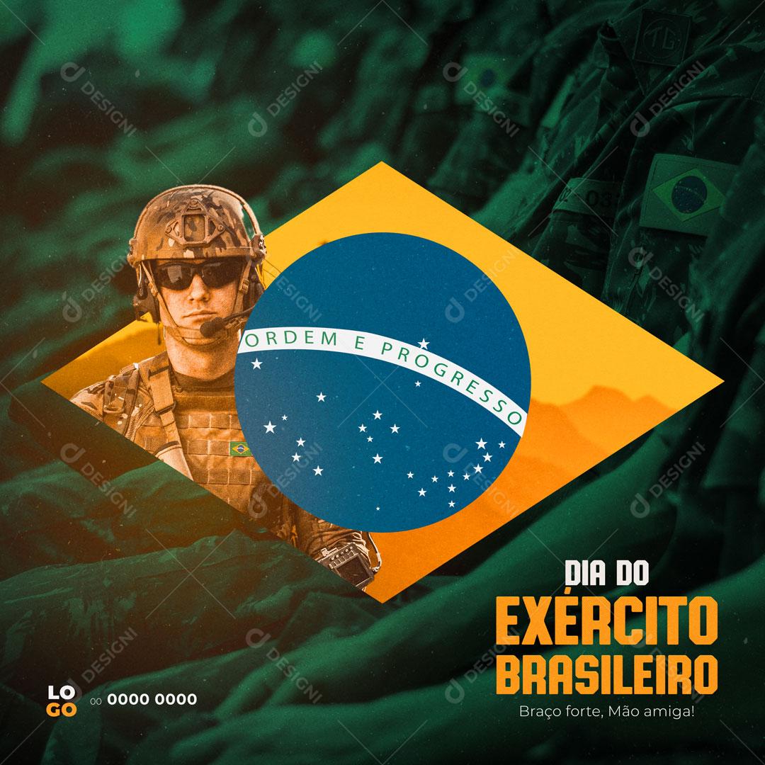 Social Media 19 de Abril Dia do Exército Brasileiro Braço Forte Mão Amiga PSD Editável