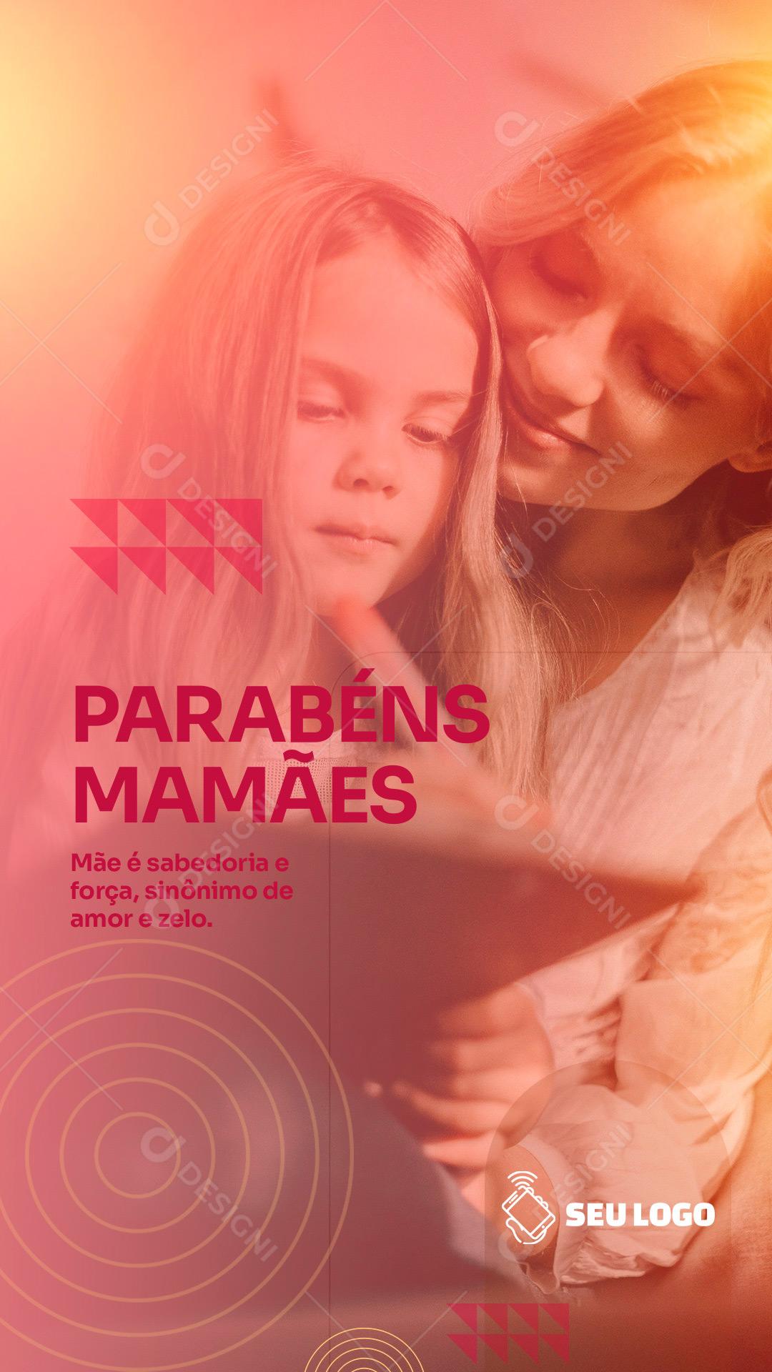 Parabéns Mamães Hoje é Seu Dia Social Media PSD Editável