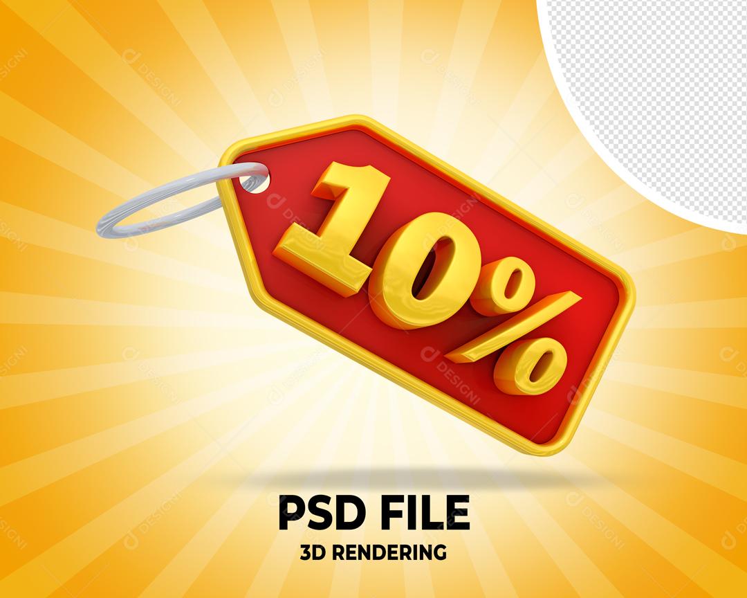 Entiqueta de Desconto 10% 3D Para Composição PSD