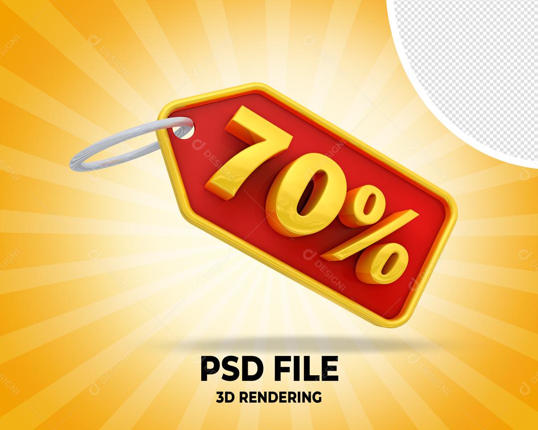 Entiqueta de Desconto 70% 3D Para Composição PSD