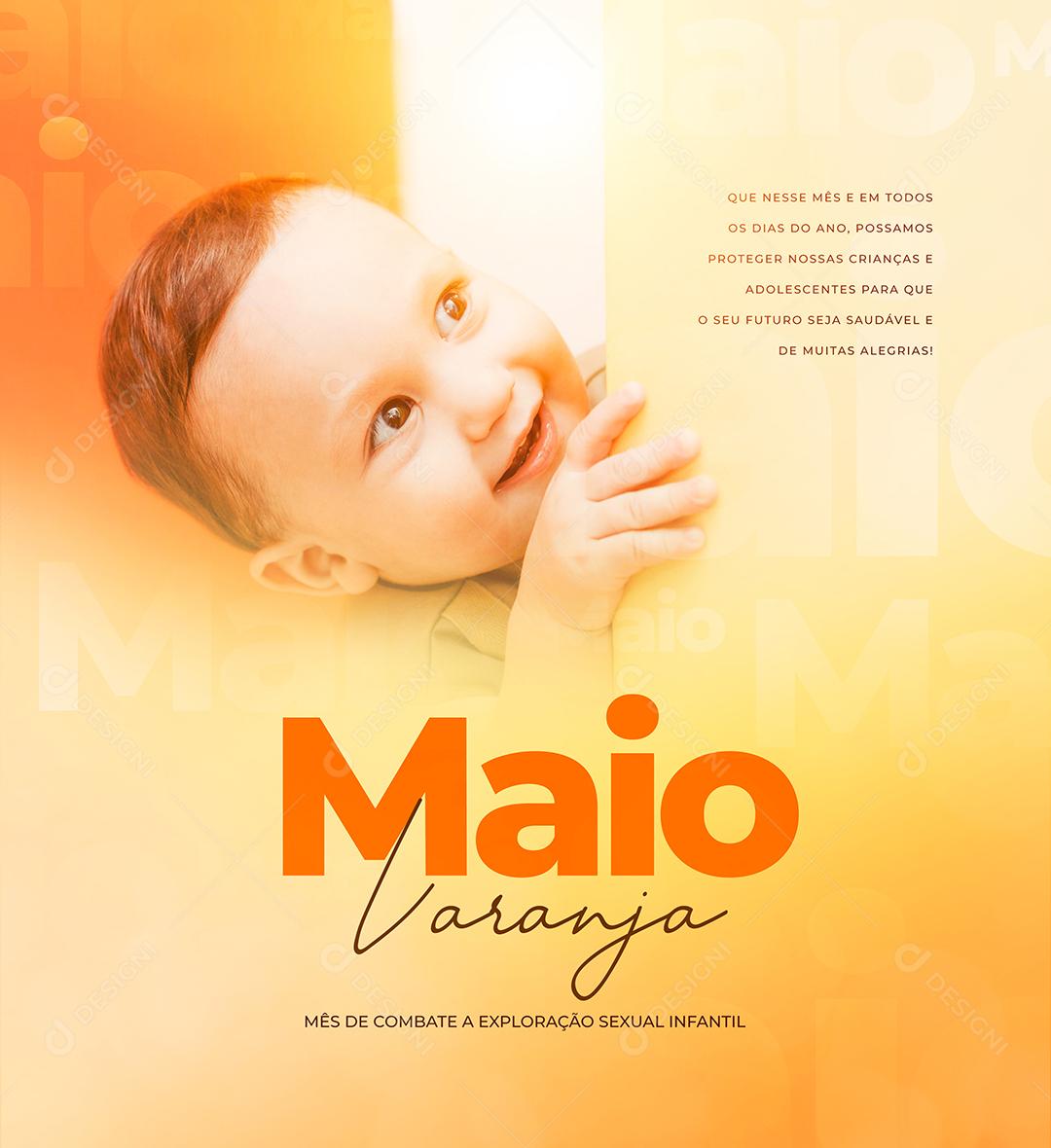 Social Media Maio Laranja Combate ao Abuso Sexual De Crianças E Adolescentes PSD Editável