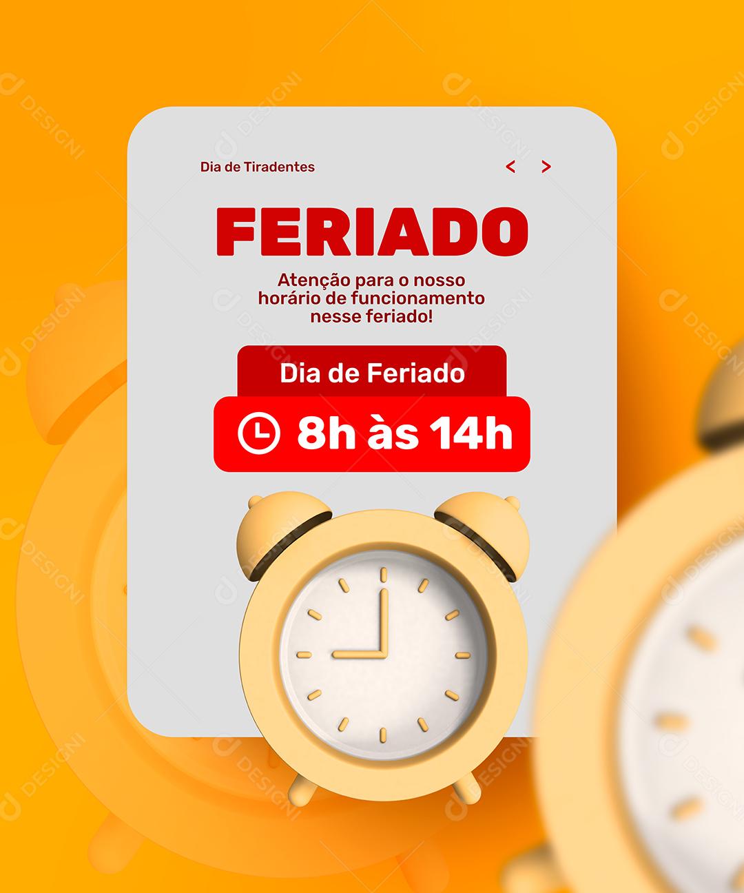 Social Media Comunicado Feriado Dia Do Tiradentes PSD Editável