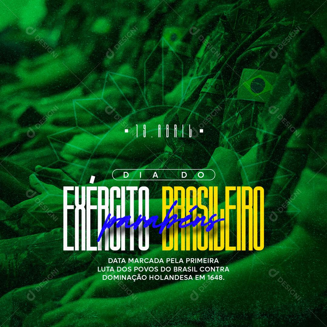 Post Feed Dia do Exército Brasileiro Parabéns Social Media PSD Editável