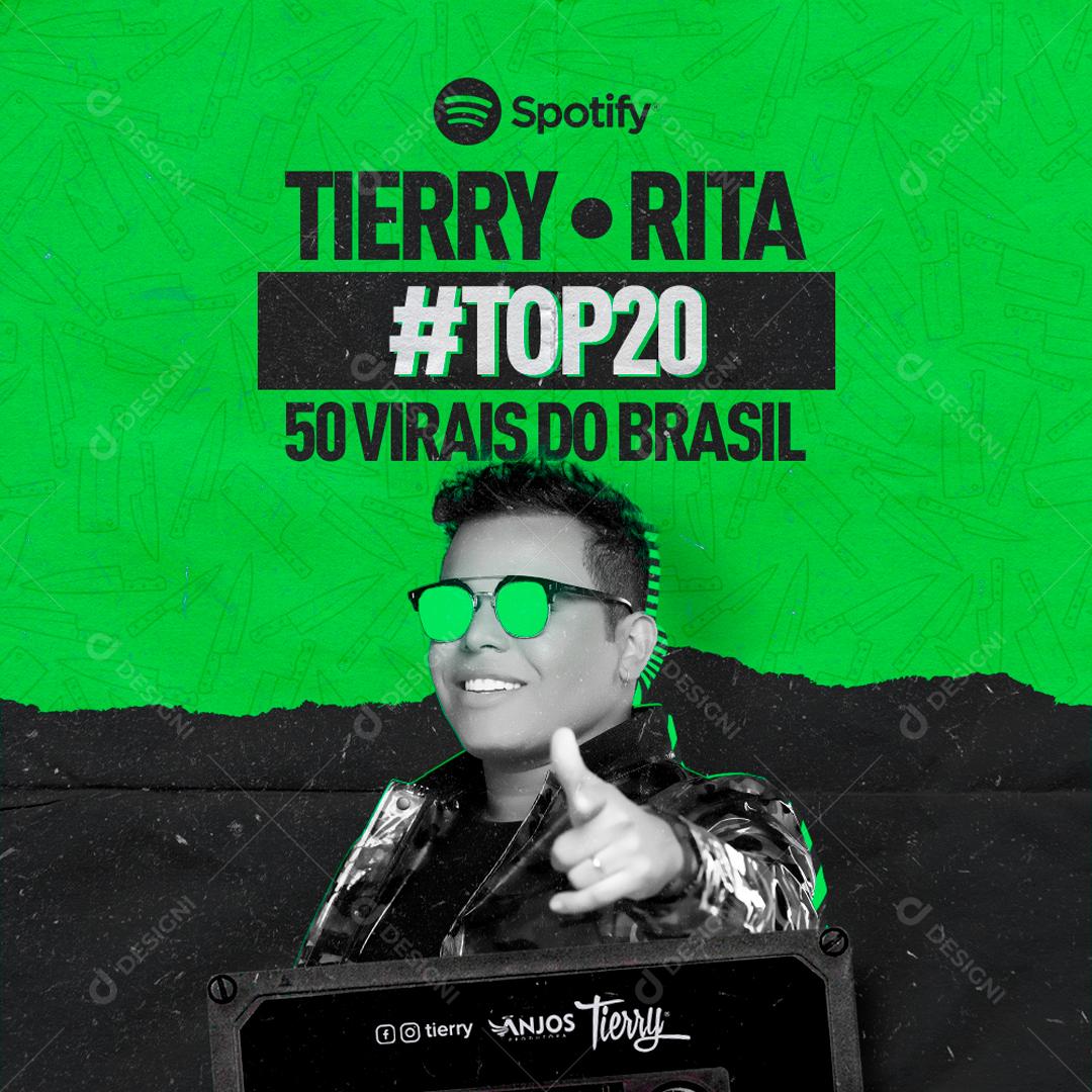 Flyer Tierry e Rita Top 20 No Spotify Social Media PSD Editável