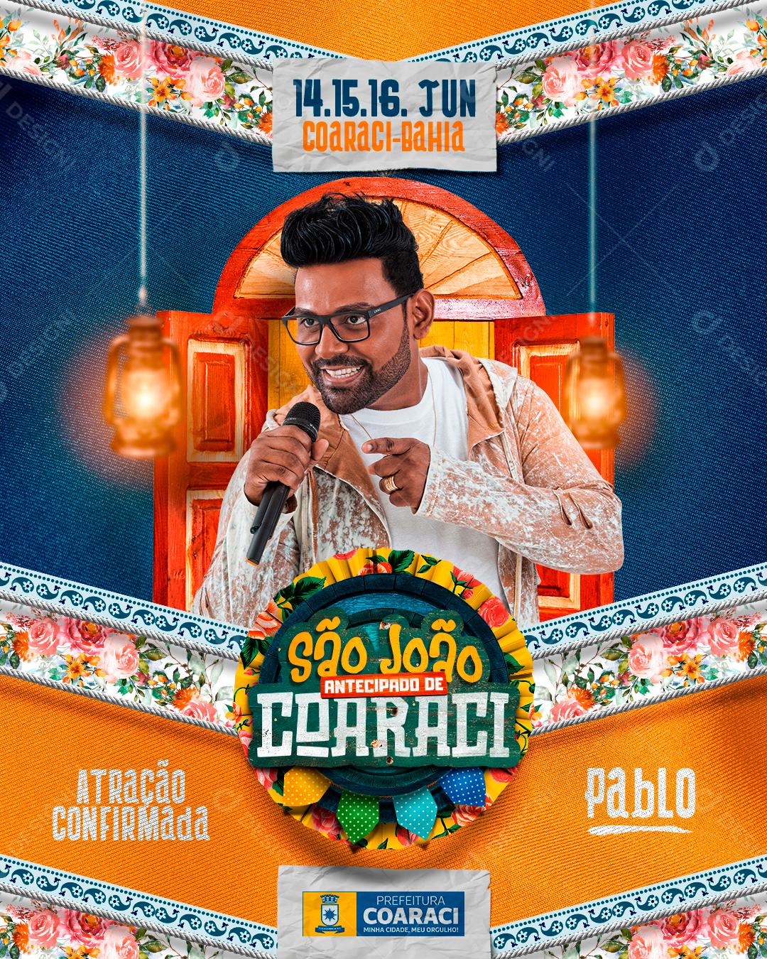 Flyer São João Corraci Social Media PSD Editável