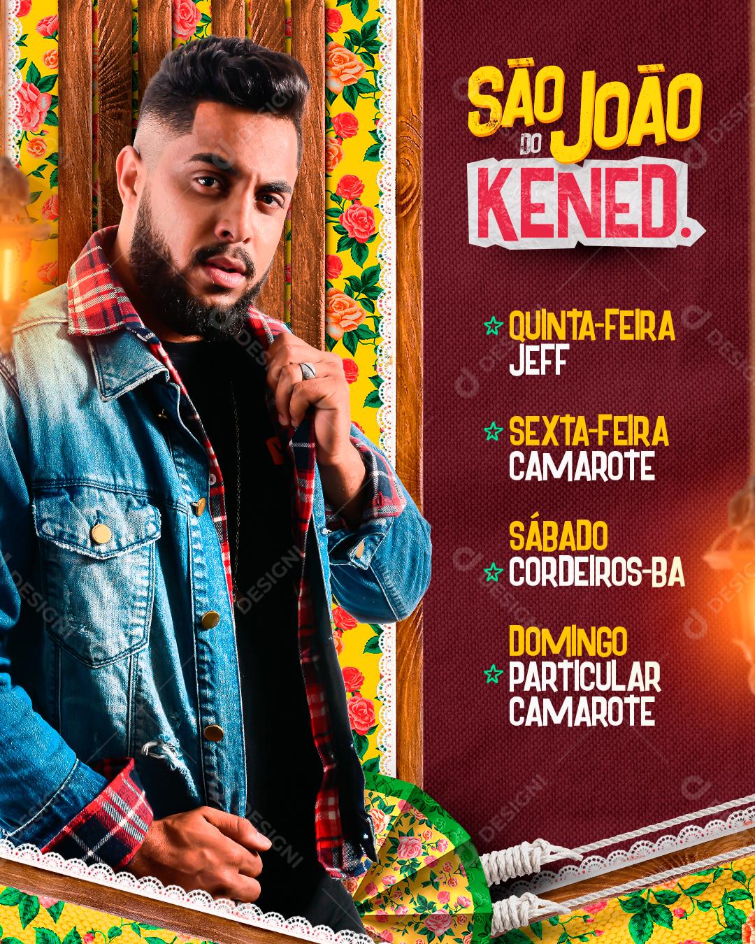 Flyer São João Do Kened Agenda Semanal Social Media PSD Editável