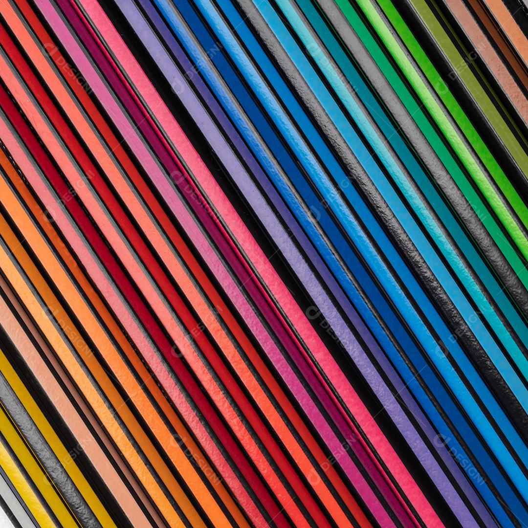 detail of assorted colored pencils. Color backdrop.