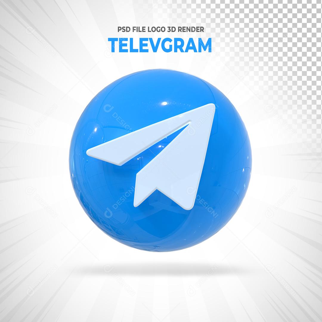 Elemento 3D Telegram Para Composição PSD