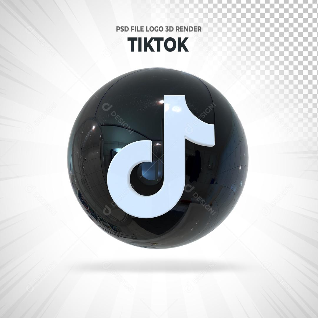 Elemento 3D Tiktok Preto Para Composição PSD