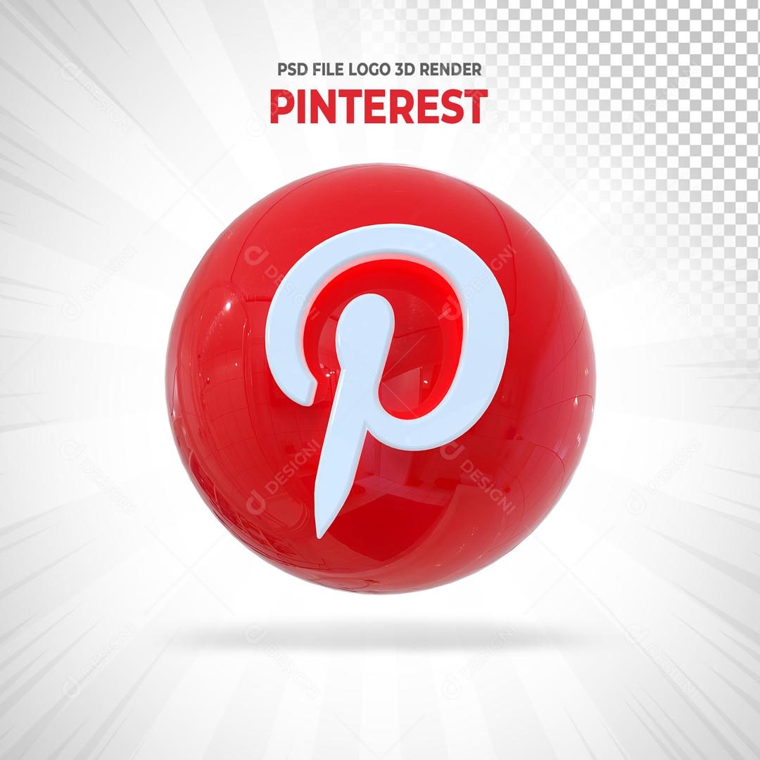 Elemento 3D Pinterest Para Composição PSD